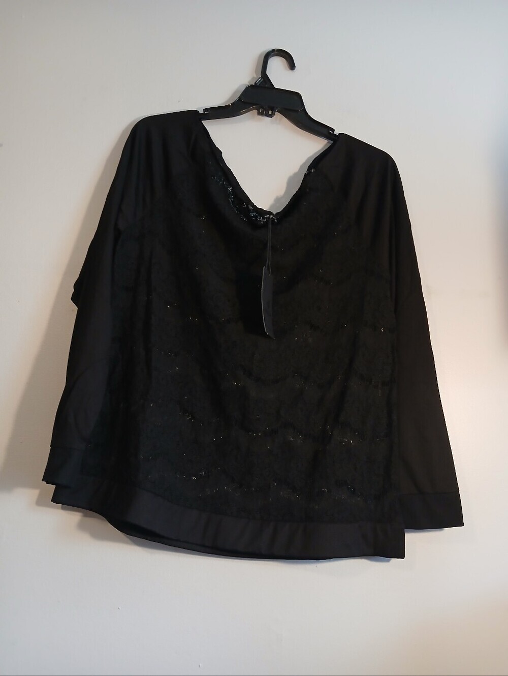 Poetic Justice Black Off The Shoulder Lace And Opaque Womens Top. Size 1X